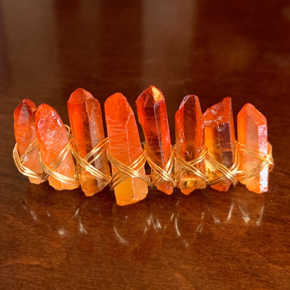 Orange/Red Wire Wrapped Barrette